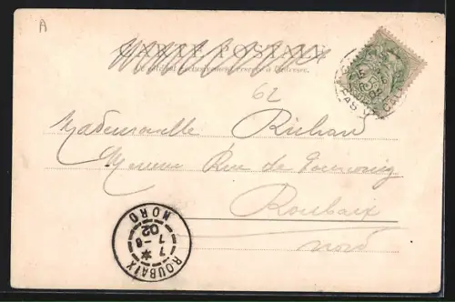 AK Calais, Place d`Armes, die Pferdebahn in der Stadt