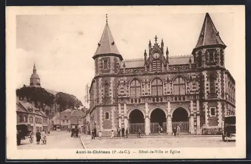 AK Auxi-le-Château /P.-de-C., Hôtel-de-Ville et Église