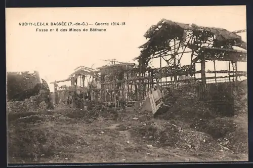 AK Auchy-lez-la-Bassée /P.-de-C., Guerre 1914-18, Fosse no 8 des Mines de Béthune