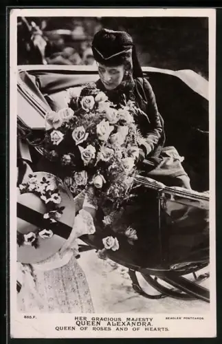 AK Königin Alexandra von England, Queen of Roses and Hearts