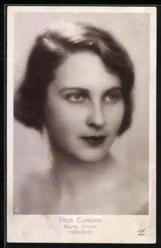 AK Porträt Schönheitskönigin Miss Europa Bozsi Simon aus Ungarn