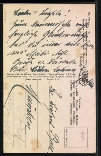 Künstler-AK Degi Nr. 930: Kleines Mädchen mit Tafel in der Hand