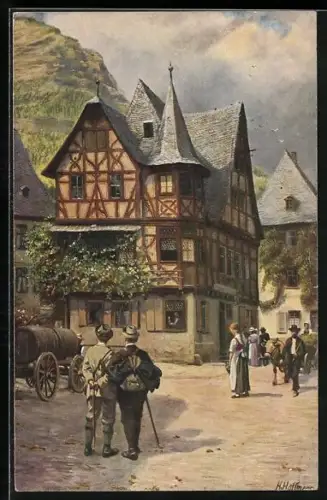 Künstler-AK Bacharach, Das alte Haus