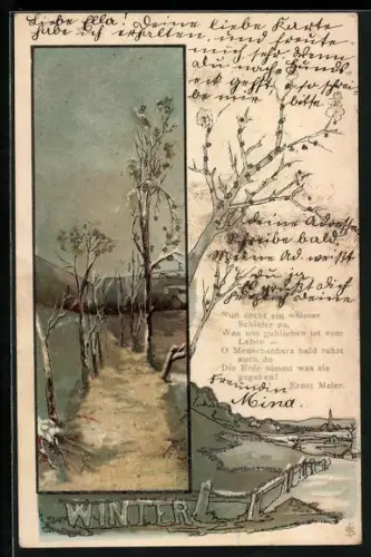 Glitzer-Perl-AK Ruhige Landschaft mit Glitzer-Perlen und Perlen