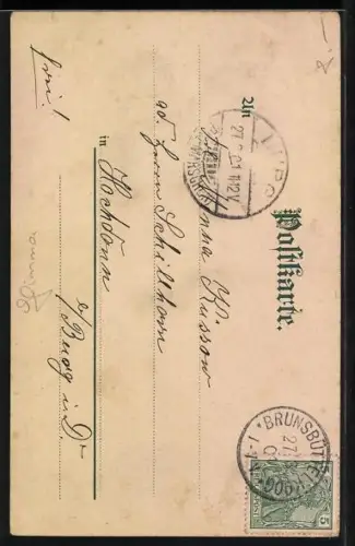 Glitzer-Perl-AK Engel mit Kleeblatt in der Hand mit Perlen