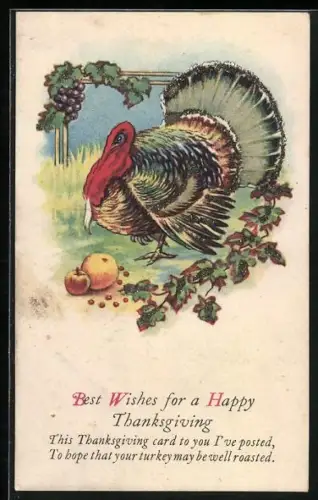 Glitzer-Perl-AK Truthahn mit Glitzer-Perlen dekoriert