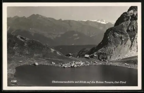 AK Obstanserseehütte, Berghütte mit Blick auf die Hohen Tauern