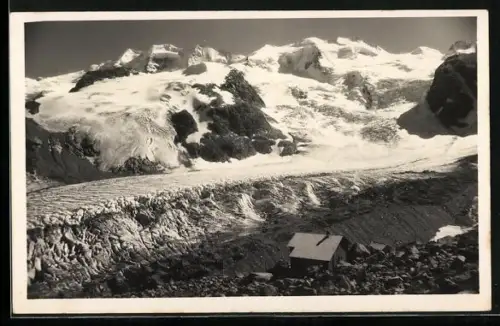 AK Bovalhütte, Berghütte mit Piz Palü und Bellavista