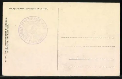 AK Baumgartnerhaus, Berghütte vom Krummbachstein