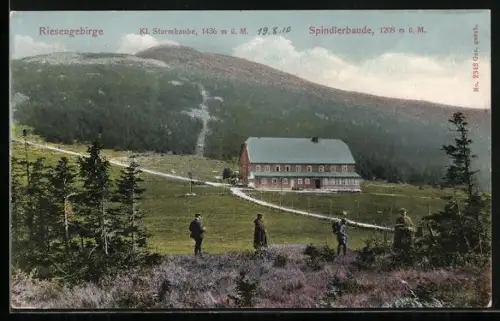 AK Spindlerbaude, Berghütte mit Kleiner Sturmhaube, Riesengebirge