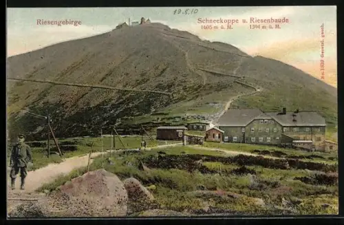 AK Riesenbaude, Schneekoppe und Baude