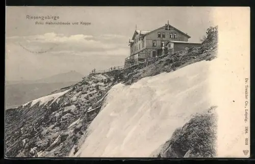 AK Prinz Heinrichbaude, Berghütte mit Koppe, Riesengebirge