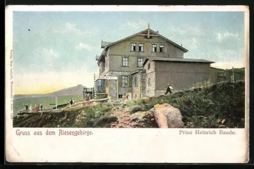 AK Prinz Heinrich Baude, Berghütte im Riesengebirge