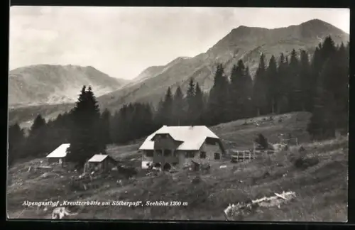 AK Schöder /Stmk., Alpengasthof Kreutzerhütte am Sölkerpass