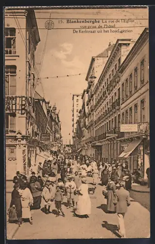 AK Blankenberghe, La rue de l`Eglise Kerkstraat