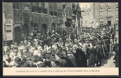 AK Bruges, Cortège du Pas de l`Arbre d`Or, Fete Septembre 1907