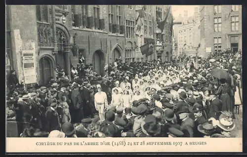 AK Bruges, Cortège du Pas de l`Arbre d`Or (1468), 1907