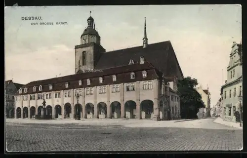 AK Dessau, Blick auf den grossen Markt