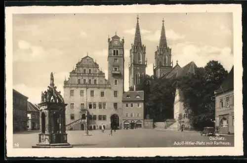 AK Oschatz,  Platz mit Rathaus
