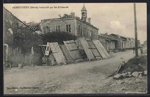 AK Rambucourt, bombardé par les Allemands