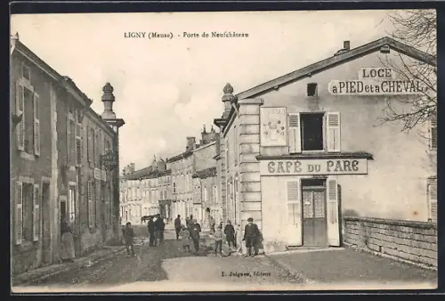 AK Ligny /Meuse, Porte de Neufchateau, Café du Parc