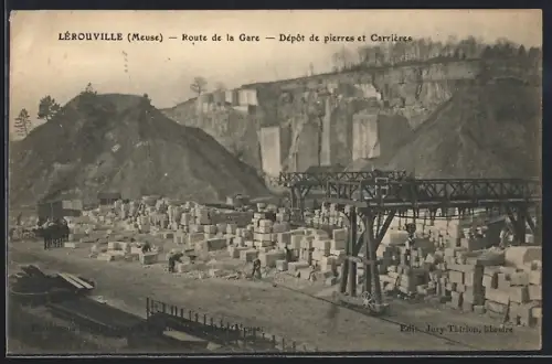 AK Lérouville /Meuse, Route de la Gare, Dépot de pierres et Carrières