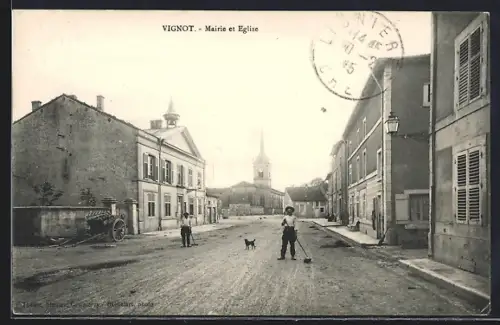 AK Vignot, Mairie et Eglise