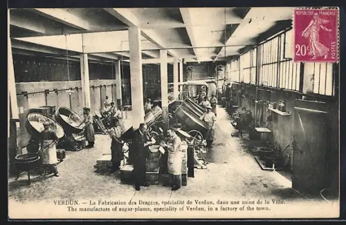 AK Verdun, La Fabrication des Dragées dans une usine de la Ville