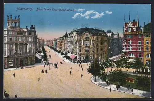 AK Düsseldorf, Blick in die Graf Adolf Strasse, Norddeutscher Lloyd
