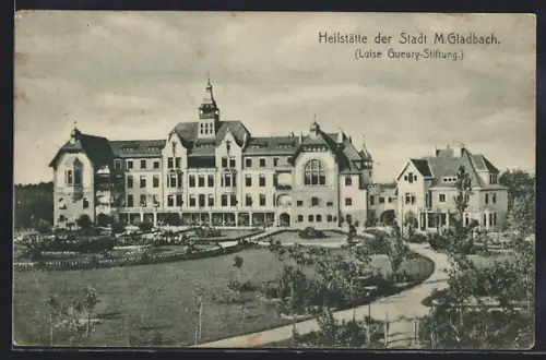 AK M. Gladbach, Heilstätte der Stadt / Luise Gueury-Stiftung mit Anlagen aus der Vogelschau