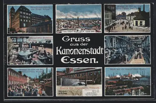 AK Essen, Verwaltungsgebäude der Firma Krupp, Kruppsche Gusstahlfabrik, Kanonenwerkstatt II., Panzerplatten Walzwerk