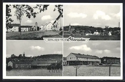 AK Oberaden, Gesamtansicht, Strassenpartie mit Kirche, Einkaufsmarkt