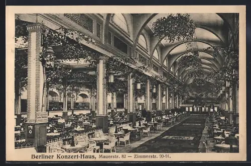 AK Berlin, Konzert-Haus, Mauerstr. 82, Zimmerstr. 90-91, Innenansicht