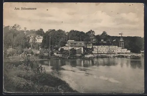 AK Pichelswerder, Gasthaus am Stössensee, Windrad