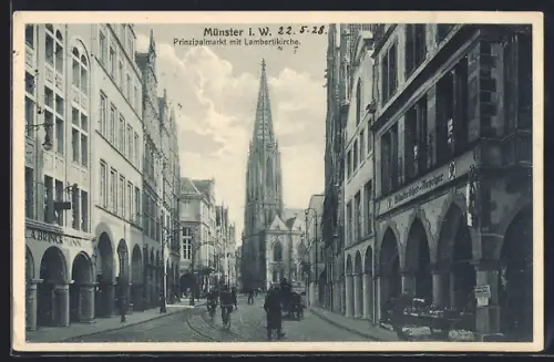 AK Münster / W., Prinzipalmarkt mit Lambertikirche