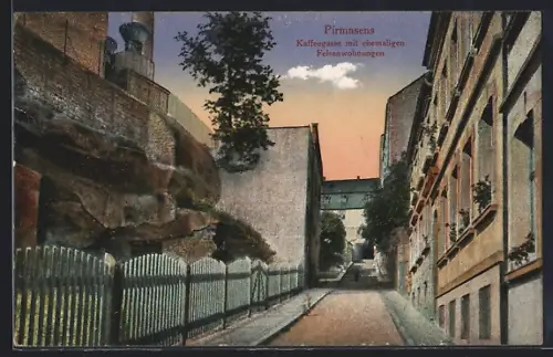AK Pirmasens, Kaffeegasse mit ehem. Felsenwohnungen