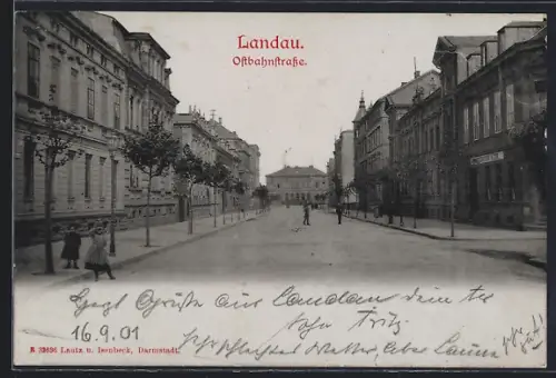 AK Landau / Pfalz, Ostbahnstrasse mit Abzweig