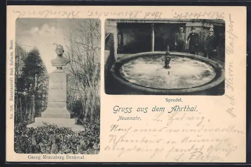AK Neuenahr, Georg Kreuzberg Denkmal, Sprudel