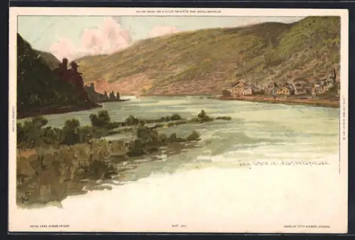 Künstler-AK Carl Biese: Assmannshausen, Partie am Rhein