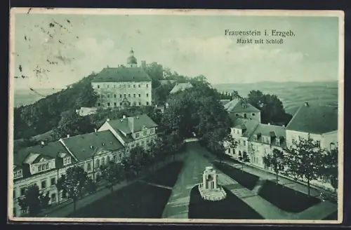 AK Frauenstein / Erzgeb., Markt mit Schloss