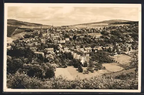 AK Kirchen /Sieg, Gesamtansicht mit Fernblick aus der Vogelschau
