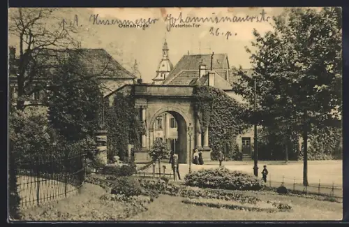 AK Osnabrück, Waterloo-Tor mit Litfasssäule