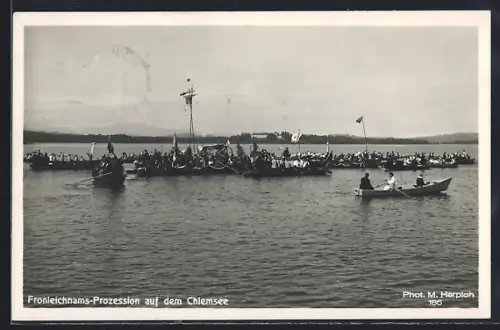 AK Fronleichnams-Prozession auf dem Chiemsee