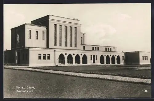 AK Hof an der Saale, Blick auf das Krematorium