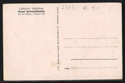 AK Ascheberg / Holstein, Hotel Schwiddelei R. Jürgens mit Strasse