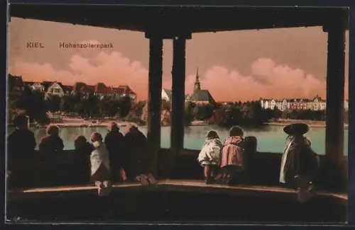 AK Kiel, Hohenzollernpark, Blick auf die Lutherkirche