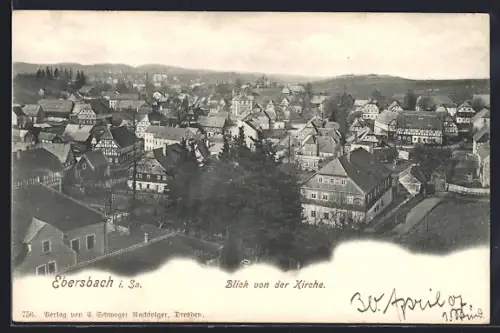 AK Ebersbach /Sa., Totalansicht von der Kirche aus