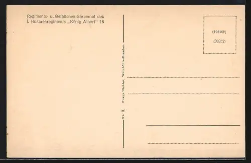 AK Grossenhain / Sachsen, Regiments- u. Gefallenen-Ehrenmal des I. Husarenrgts. König Albert 18