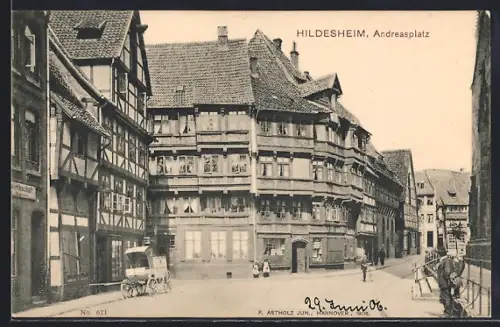 AK Hildesheim, Andreasplatz mit Kutsche