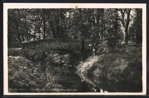 AK Grossenhain / Sachsen, Stadtpark, Flutgrabenbrücke